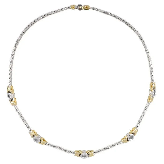 John Medeiros Antiqua Collection - 5 Station Cubic Zirconia Circle Necklace