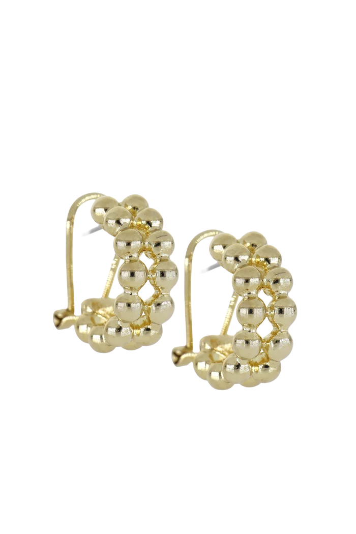 John Medeiros Beaded Collection 2 Row Clip Post Earrings in Gold