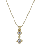John Medeiros Beaded Collection 2 Stone Drop Two Tone Necklace 24"