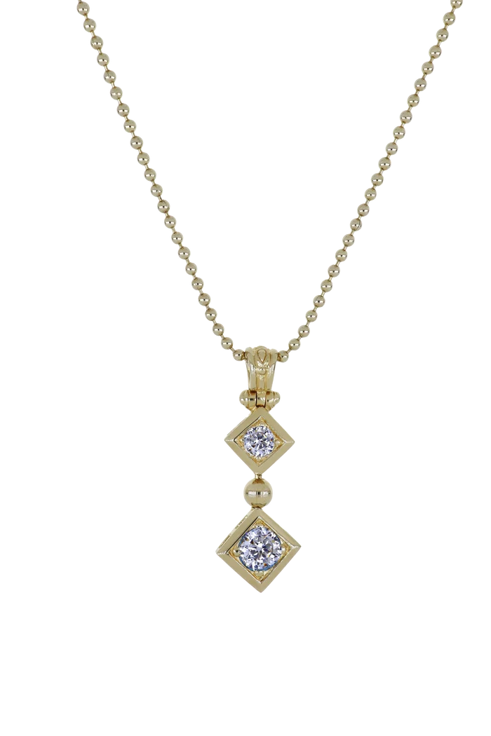 John Medeiros Beaded Collection 2 Stone Drop Two Tone Necklace 24"