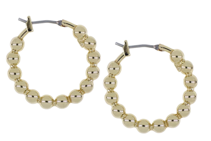 John Medeiros Beaded Collection Small Hoop Earrings in Gold