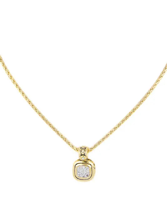 John Medeiros Nouveau Collection - Cushion Pavé Gold Pendant with Chain