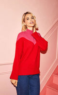 JOLENE COLOUR BLOCK JUMPER (PINK/RED)
