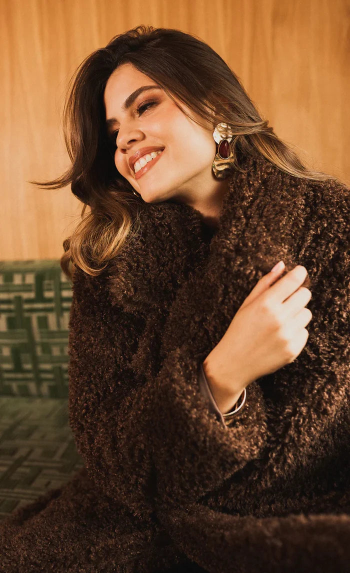 Jolie Faux Fur Coat (Chocolate)