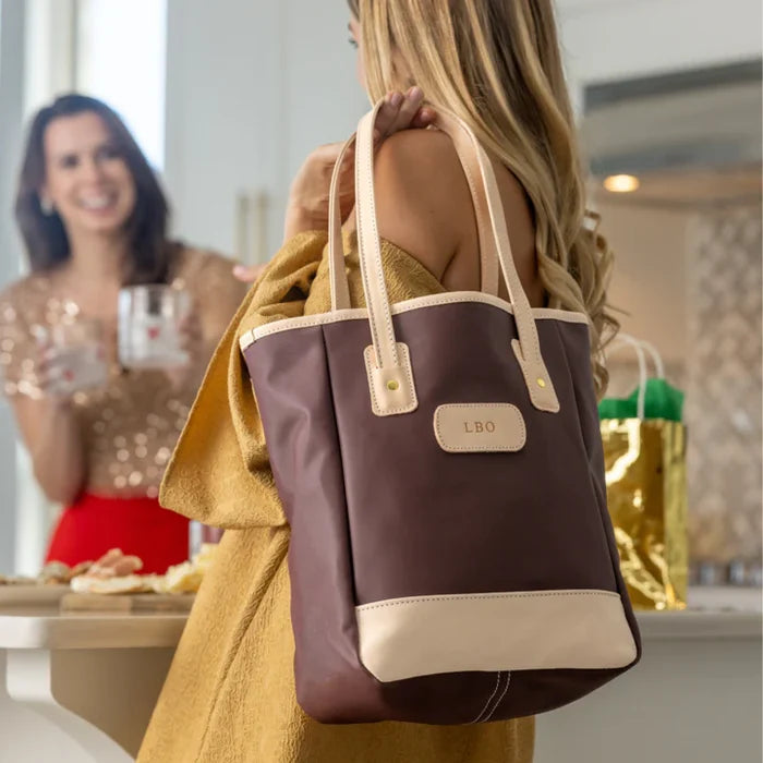 Jon Hart Alamo Heights Tote in Black Coated Canvas