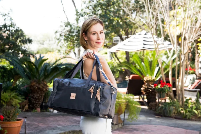 Jon Hart Small Square Duffel in Black Coated Canvas