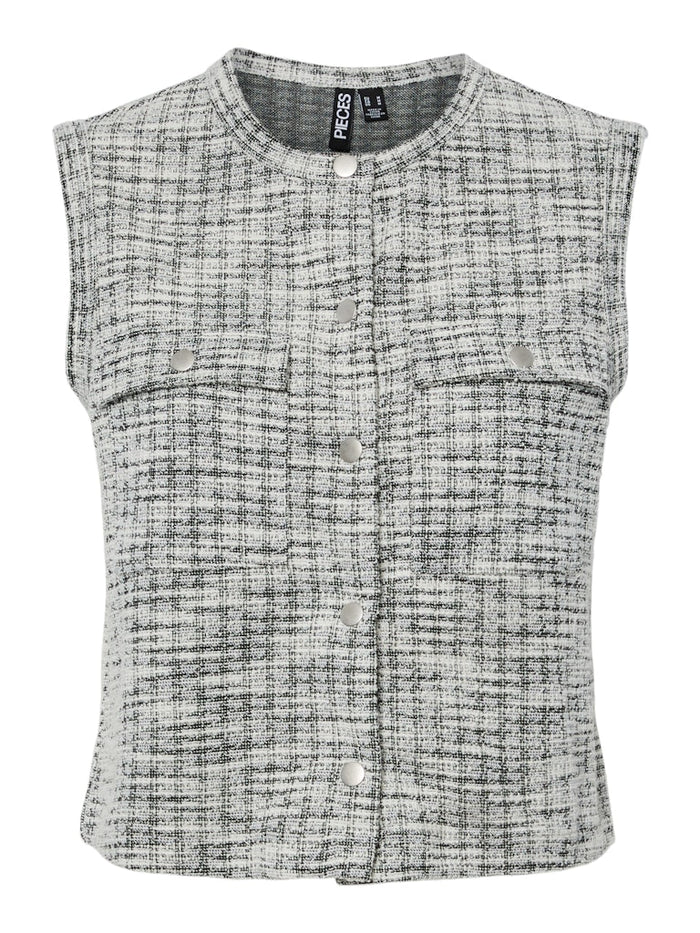 June Sleeveless Top (Cloud Dancer/Black)