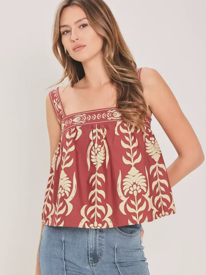 Just Imagine Burgundy Printed Top