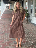 Just One Of Those Days Brown Stripe Dress