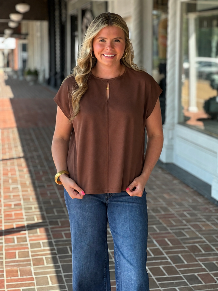 Just What You Wanted Solid Brown Top