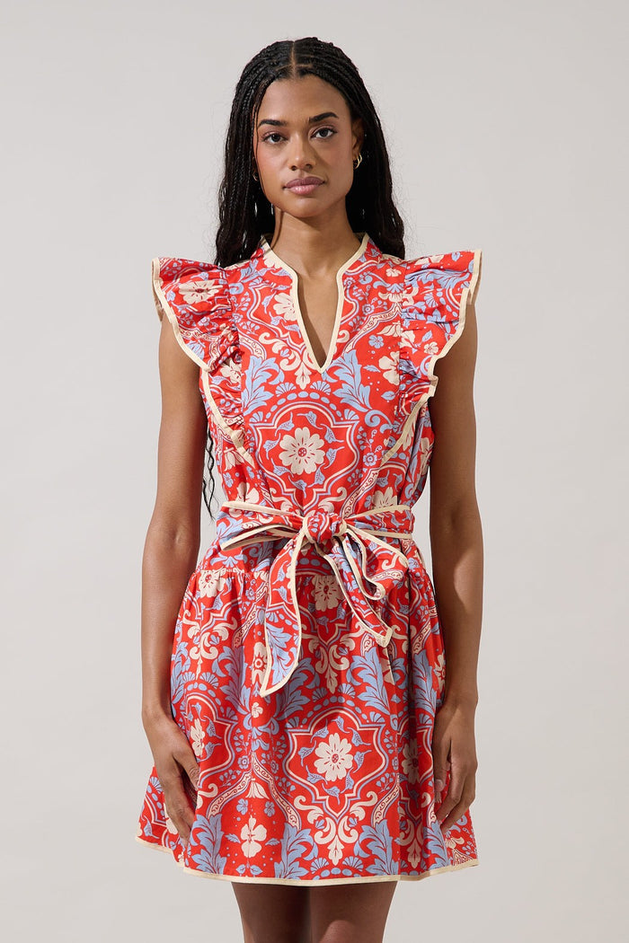 Kailin Ruffle Mini Dress in Elvina Floral