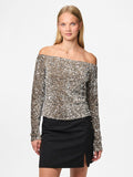 Kam Sequin Off-Shoulder Top (Morel/Silver)