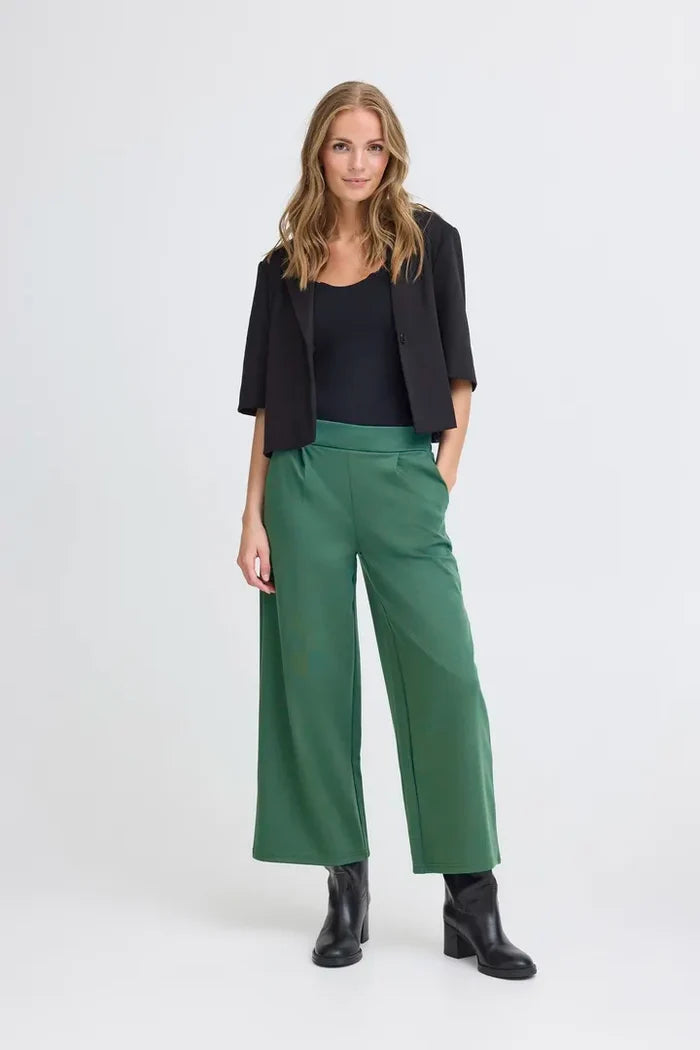 Kate Cropped Wide Leg Pants (Pineneedle)