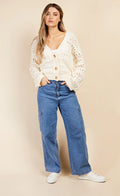 KATIE OPEN KNIT CARDIGAN (CREAM)
