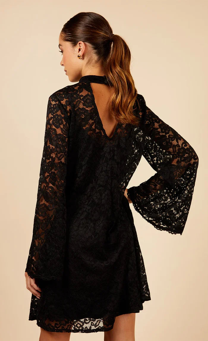 KEELIN LACE MINI DRESS (BLACK)