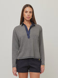 Kendall Sequin Collar Top in Dark Heather Gray