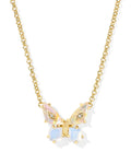 Kendra Scott Bianca Butterfly Gold Short Pendant Necklace in Iridescent White Mix