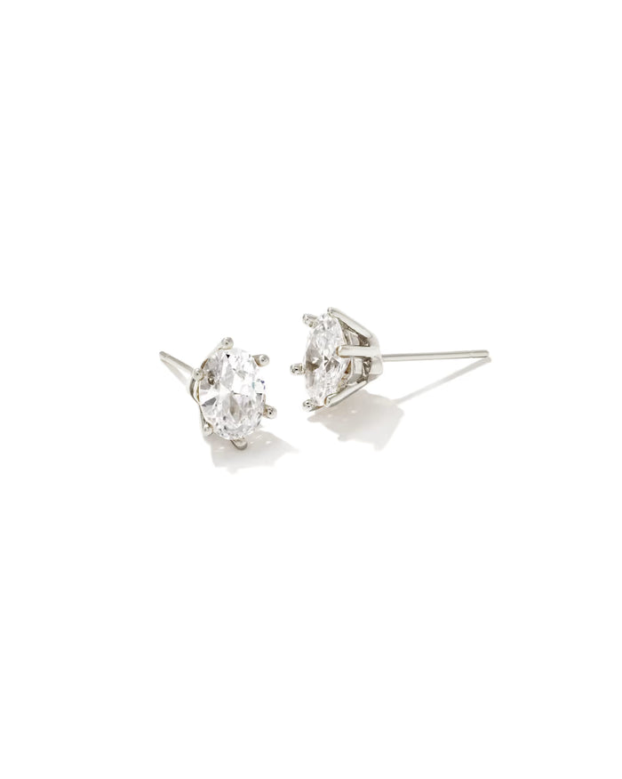 Kendra Scott Cailin Crystal Stud Earrings in Rhodium White Crystal