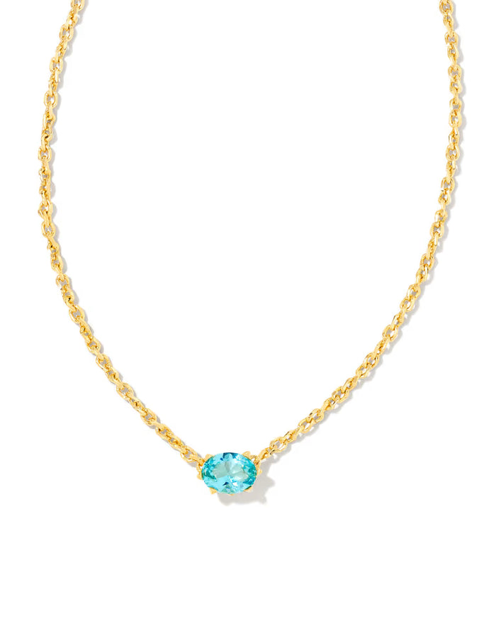 Kendra Scott Cailin Gold Pendant Necklace in Aqua Crystal