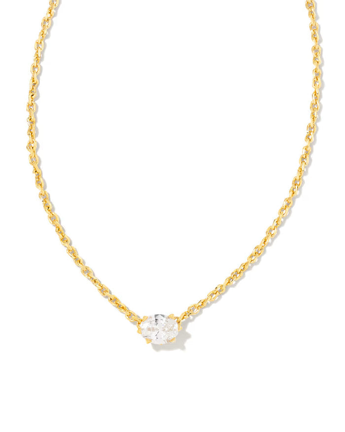 Kendra Scott Cailin Gold Pendant Necklace in White CZ