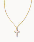 Kendra Scott CROSS PENDANT NECKLACE in GOLD WHITE OPAL