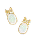 Kendra Scott Daphne Bow Gold Drop Earrings in Iridescent Crystal Ivory Illusion