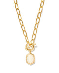 Kendra Scott Daphne Convertible Gold Link and Chain Necklace in Ivory Mother-of-Pearl
