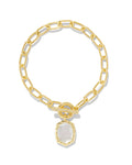 Kendra Scott Daphne Gold Link and Chain Bracelet in Ivory Mother-of-Pearl