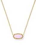 Kendra Scott Elisa Gold Short Pendant Necklace in Blush Pink Lab Grown Opal