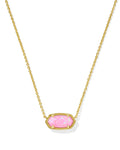 Kendra Scott Elisa Gold Short Pendant Necklace in Carnation Lab Grown Opal