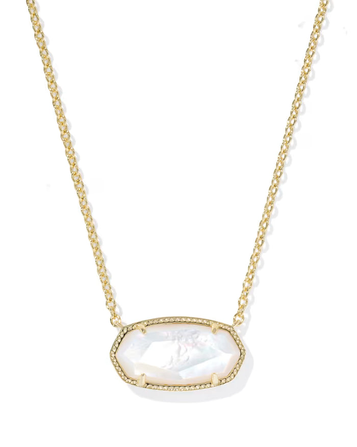 Kendra Scott Elisa Gold Statement Short Pendant Necklace in  Ivory Mother-of-Pearl