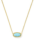 Kendra Scott ELISA SHORT PENDANT NECKLACE in GOLD LIGHT TEAL KYOCERA OPAL
