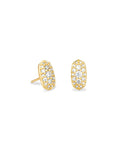 Kendra Scott GRAYSON CRYSTAL STUD EARRINGS GOLD METAL WHITE CZ