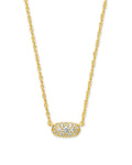 Kendra Scott Grayson Gold Pendant Necklace in White CZ