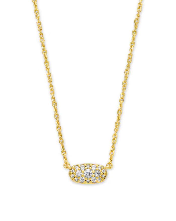Kendra Scott Grayson Gold Pendant Necklace in White CZ