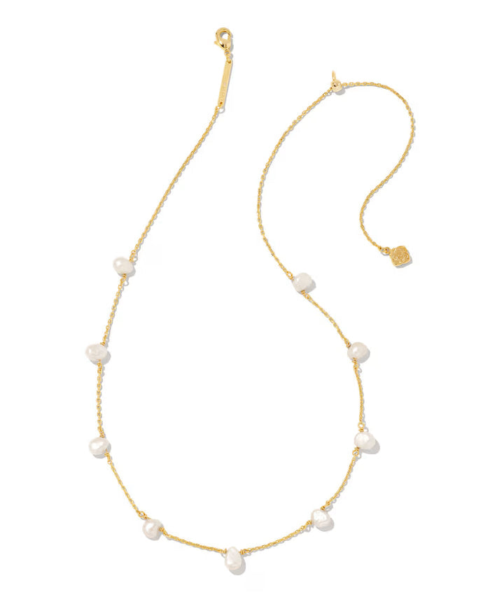 Kendra Scott Leighton Gold Pearl Strand Necklace in Freshwater Cultured Pearl