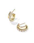 Kendra Scott Livy Gold Huggie Earrings in White Crystal