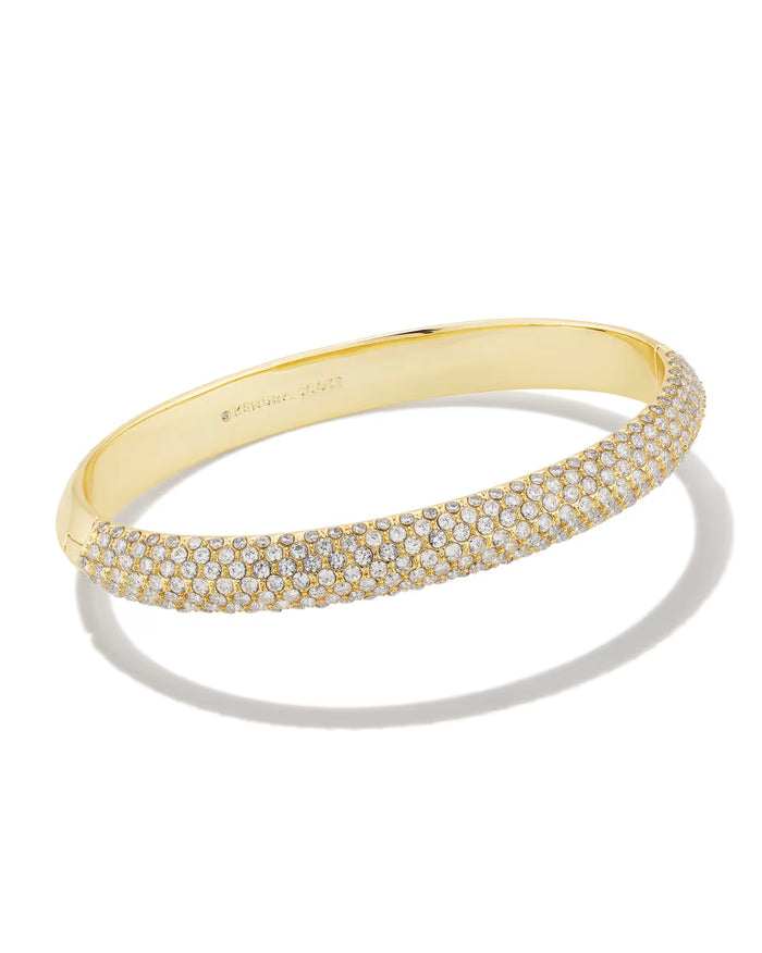 Kendra Scott Mikki Gold Pave Bangle Bracelet in White CZ