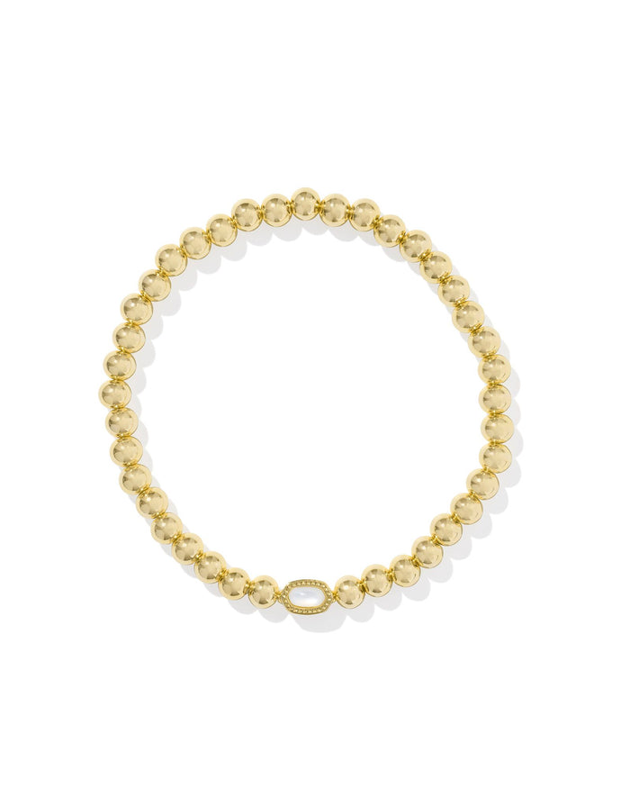 Kendra Scott Mini Elaina Gold Stretch Bracelet in GOLD IVORY MOTHER OF PEARL