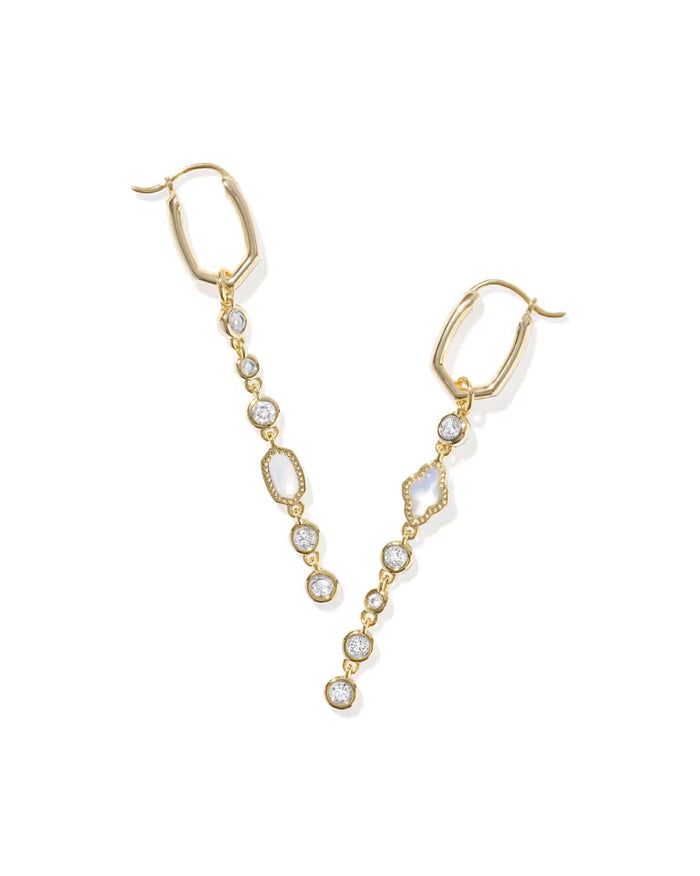 Kendra Scott Mini Elisa and Abbie Gold Convertible Huggie Earrings in White Mix