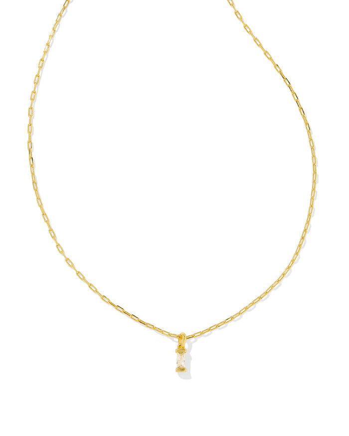 Kendra Scott Phoebe Gold Short Pendant Necklace in White Crystal
