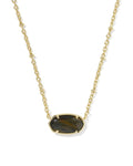 Kendra Scott Tiger Striped Elisa Gold Short Pendant Necklace in Dark Brown Hawk's Eye