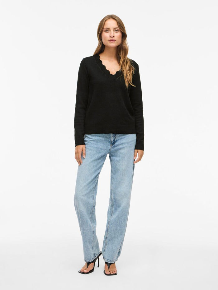 Kim V-Neck Knit Jumper (Black Beauty)