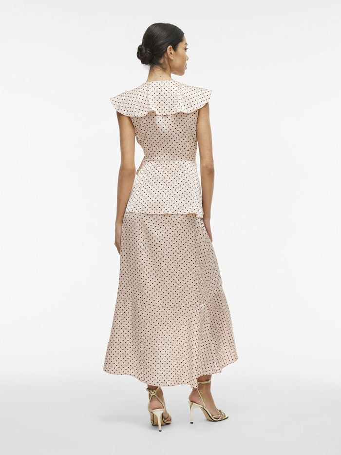 Kimmie Maxi Wrap Dress (Peach Whip/Black Dots)