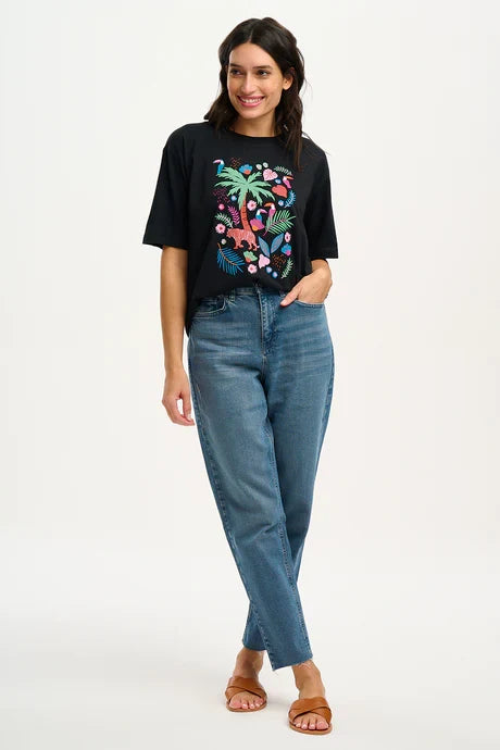 Kinsley Relaxed T-Shirt (Black, Tigers & Toucans)
