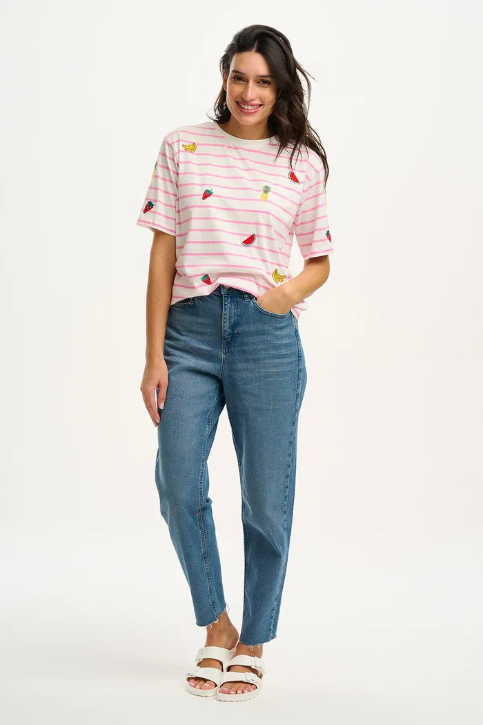 Kinsley Relaxed T-Shirt (Off White/Pink Fruit)