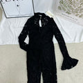 Lace Jumpsuit With Slit Flared Sleeves