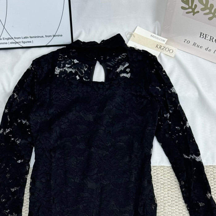 Lace Jumpsuit With Slit Flared Sleeves