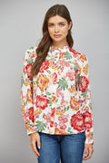 Lace Trimmed Cream Collared Top