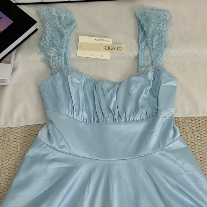 Lace-Trimmed Square Neck Dress